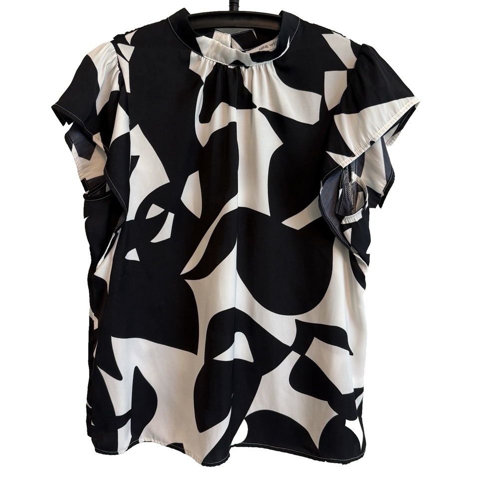 Nine West Flutter Short Sleeve Top M Business Casual Minimalist Timeless Chic